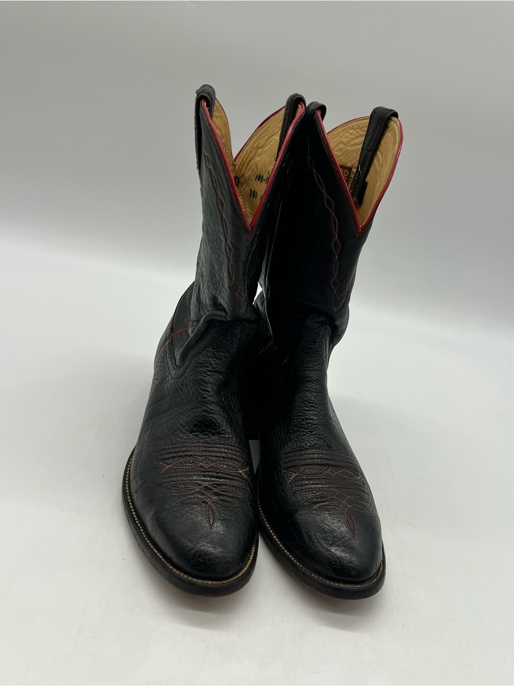Vintage Hondo Boots Men’s Sz 10D Black Leather Cowboy Western Round Toe Boots.